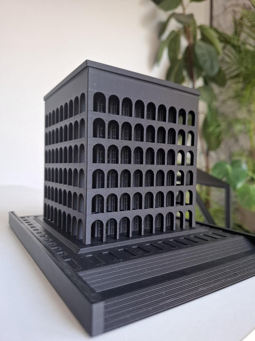 Palazzo della Civiltà Italiana — Scultura in 3D, 12 cm | Il "Colosseo Quadrato" di Roma - Beton Brutale - Monumenti, sculture e soprammobili stampati in 3D