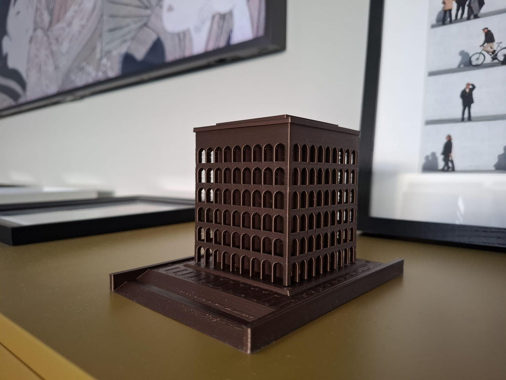 Palazzo della Civiltà Italiana — Scultura in 3D, 12 cm | Il "Colosseo Quadrato" di Roma - Beton Brutale - Monumenti, sculture e soprammobili stampati in 3D