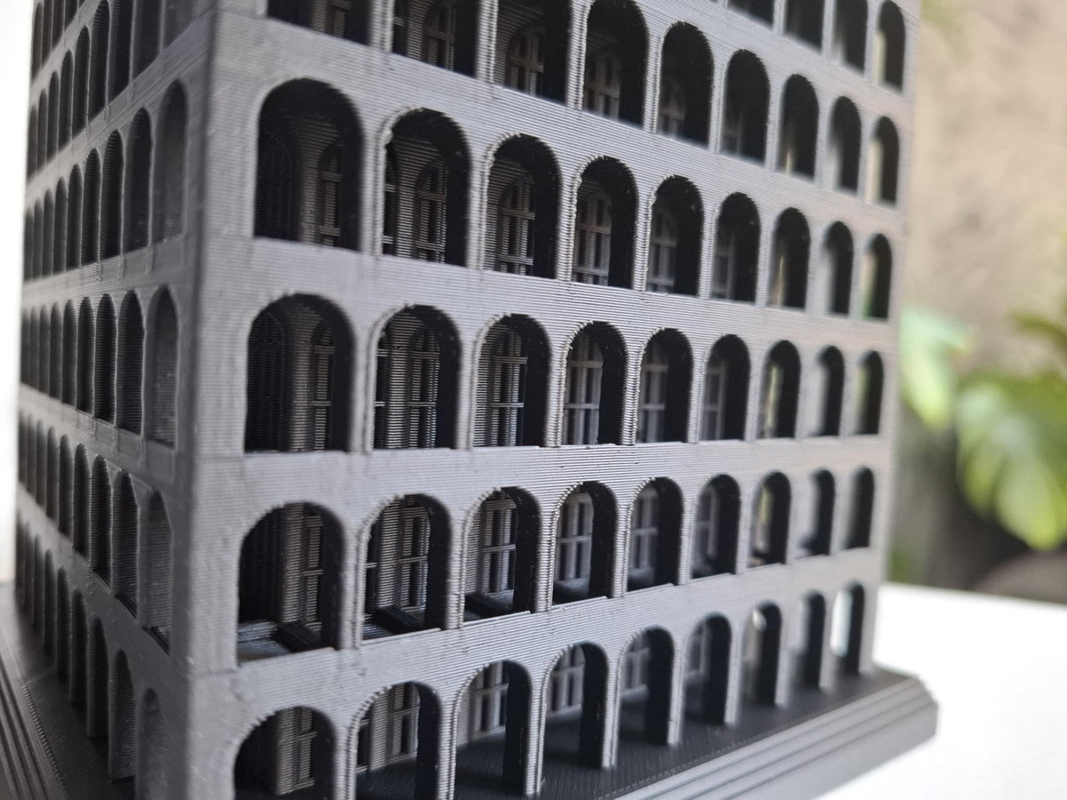 Palazzo della Civiltà Italiana — Scultura in 3D, 12 cm | Il "Colosseo Quadrato" di Roma - Beton Brutale - Monumenti, sculture e soprammobili stampati in 3D