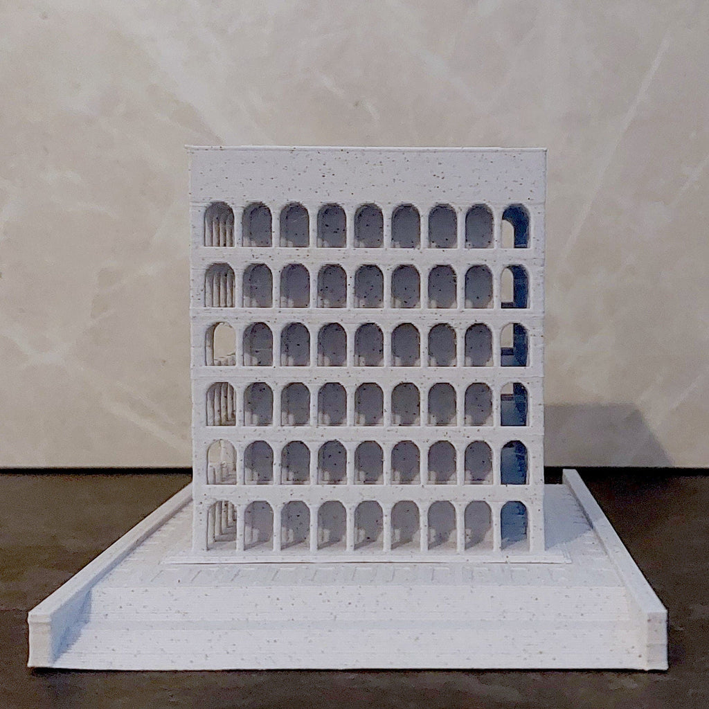 Palazzo della Civiltà Italiana — Scultura in 3D, 8 cm | Il "Colosseo Quadrato" di Roma - Beton Brutale - Monumenti, sculture e soprammobili stampati in 3D