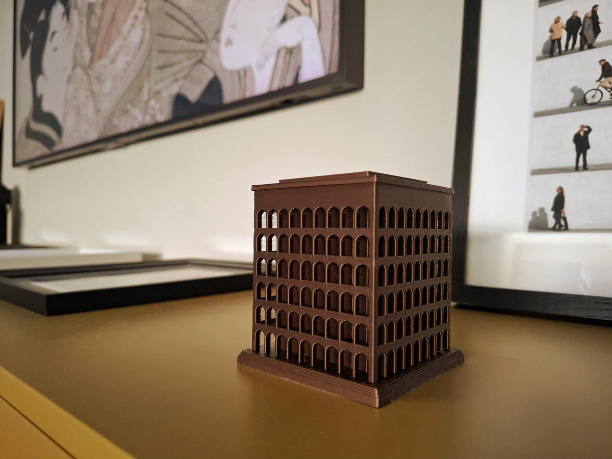 Palazzo della Civiltà Italiana — Scultura in 3D, 8 cm | Il "Colosseo Quadrato" di Roma - Beton Brutale - Monumenti, sculture e soprammobili stampati in 3D