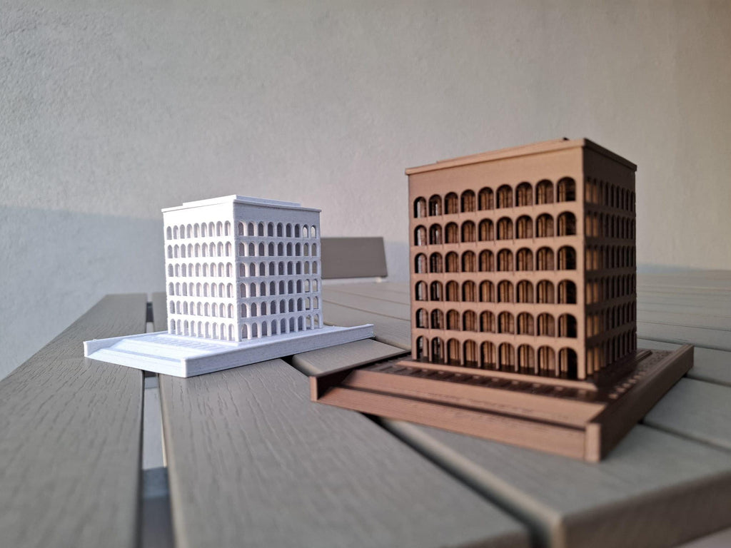 Palazzo della Civiltà Italiana — Scultura in 3D, 8 cm | Il "Colosseo Quadrato" di Roma - Beton Brutale - Monumenti, sculture e soprammobili stampati in 3D